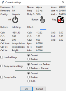 Firmware and hardware version are displayed in the current setting dialog box.